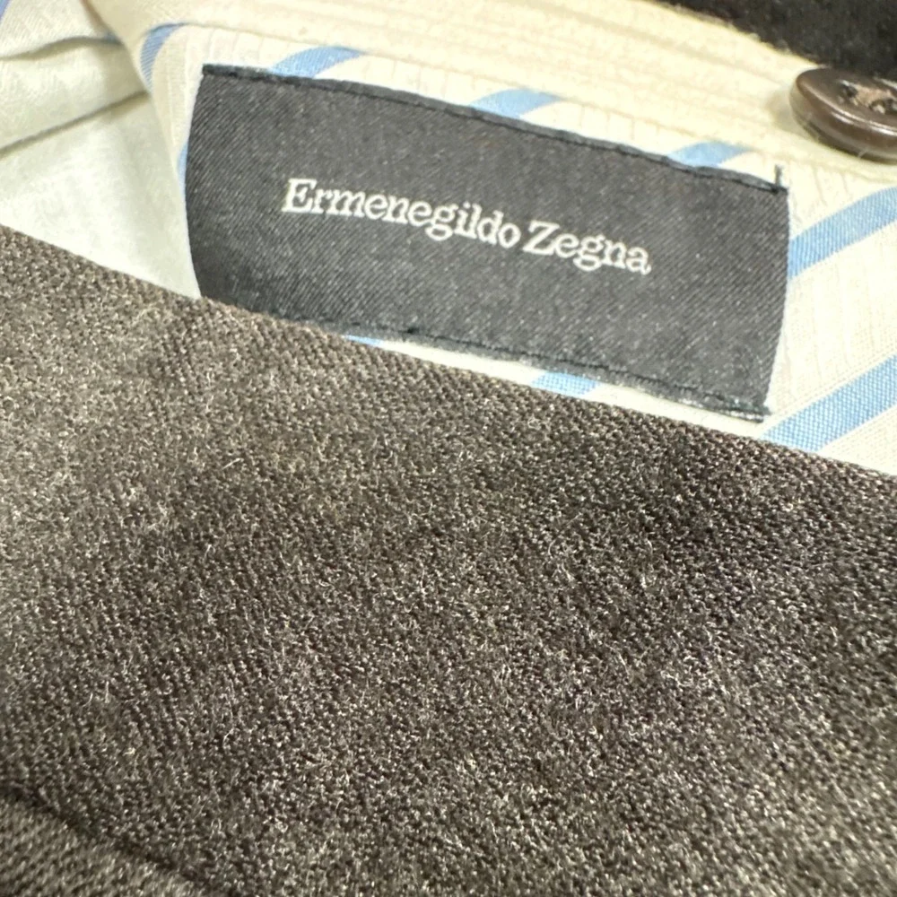 Ermenegildo Zegna Double Pleated Dress Pants Mens 36x29 Wool Brown Cuffed Hem
